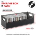 thumbnail image 6 of Stock Your Home 2- Pack CD Storage Box, Organizer Shelf for Movie Cases, DVDs, Cassette Tape Display Stand, Disc Holder Can Store Up to 40 CDs, Faux Leather (Black with Gray Interior), 6 of 7