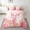 thumbnail image 2 of jejeloiu Pink Xmas Reindeer 7-Piece Bedding Comforter Set,Romantic Flower Rose King Bedding Sets,Jungle Animal Bed Sheets For Girl,Breathable Home Decor Reversible, 2 of 8