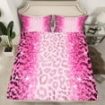 thumbnail image 2 of jejeloiu Leopard Pattern Queen Sheet Sets,Modern Cheetah Print Flat Sheet,Pink Bling Print Queen Fitted Sheet For Girl Teens,Microfiber Bedroom Decor,4 Pieces, 2 of 7