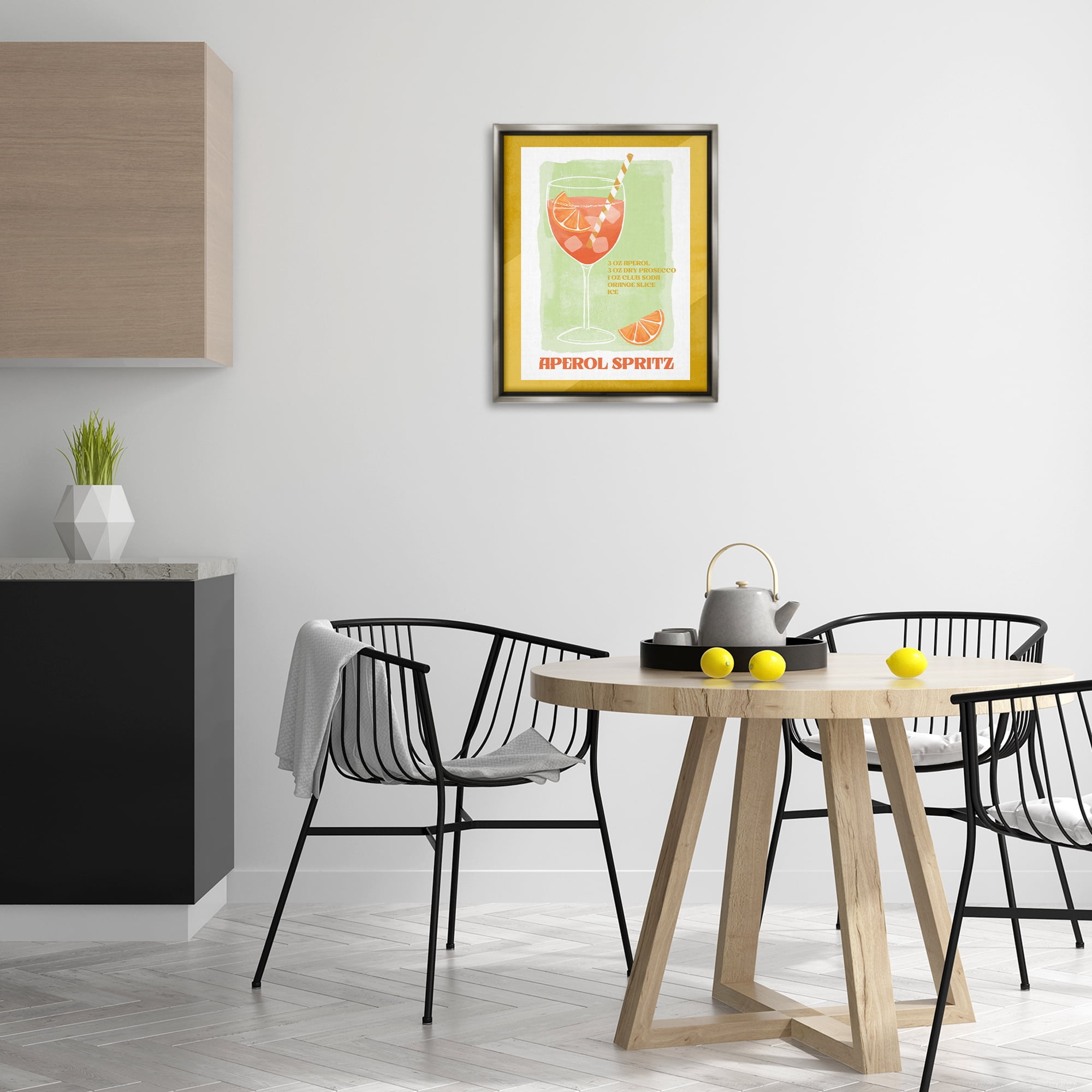Stupell Industries Retro Aperol Spritz Recipe Food & Beverage Painting Gray Floater Framed Canvas Art Print Wall Art, 17 x 21