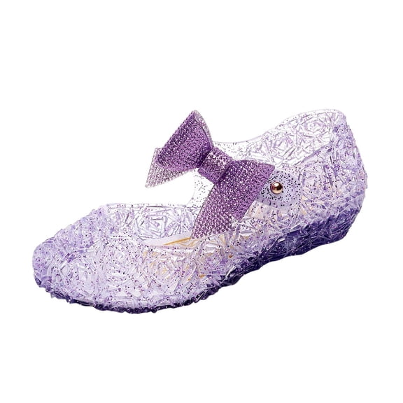 KPOPLK Princess Jelly Flats Shoes Girls Birthday Party Costumes Dress Up Sandals for Toddler Little Girls Big Kids Size 8,Purple