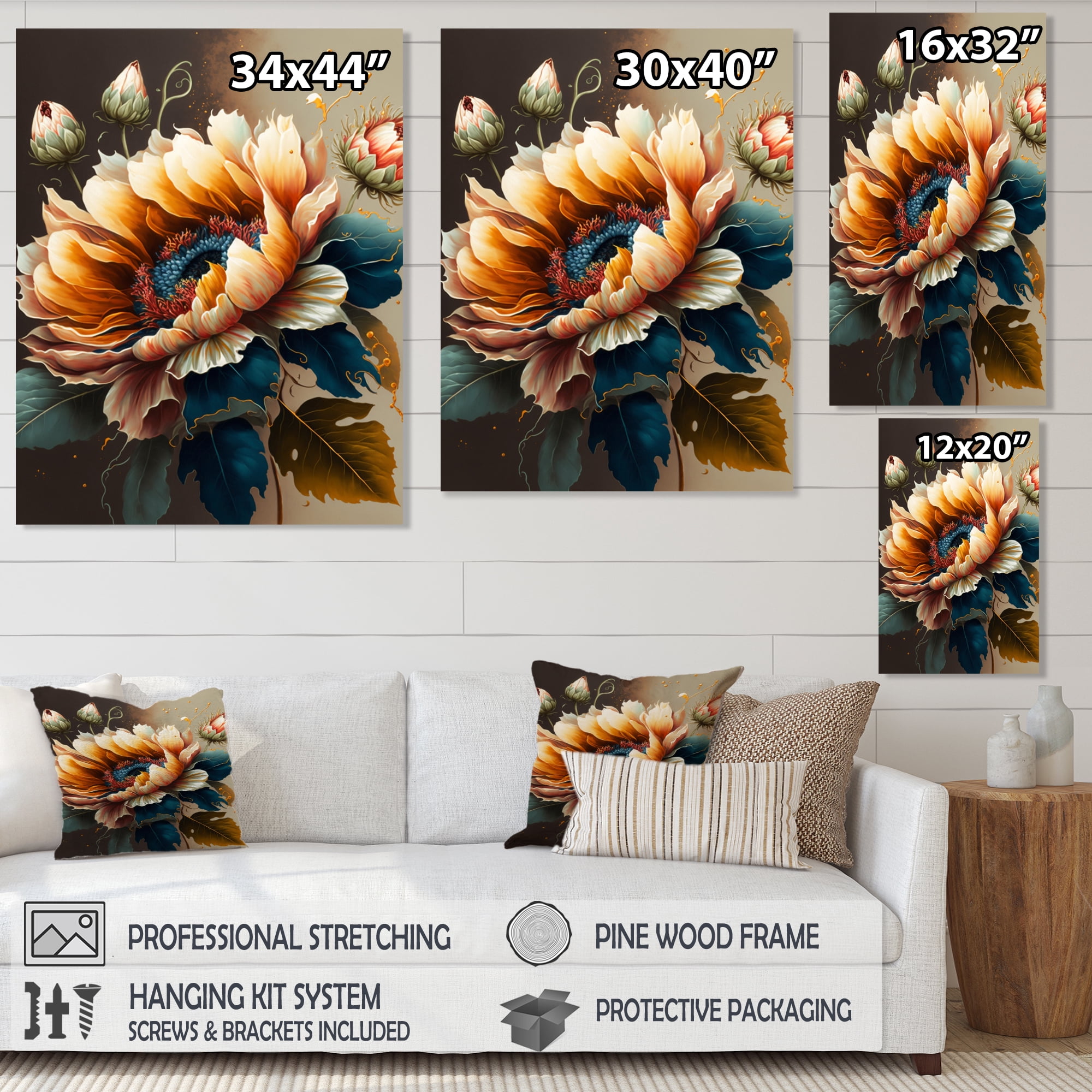 Designart Vibrant Sunflower I Canvas Wall Art