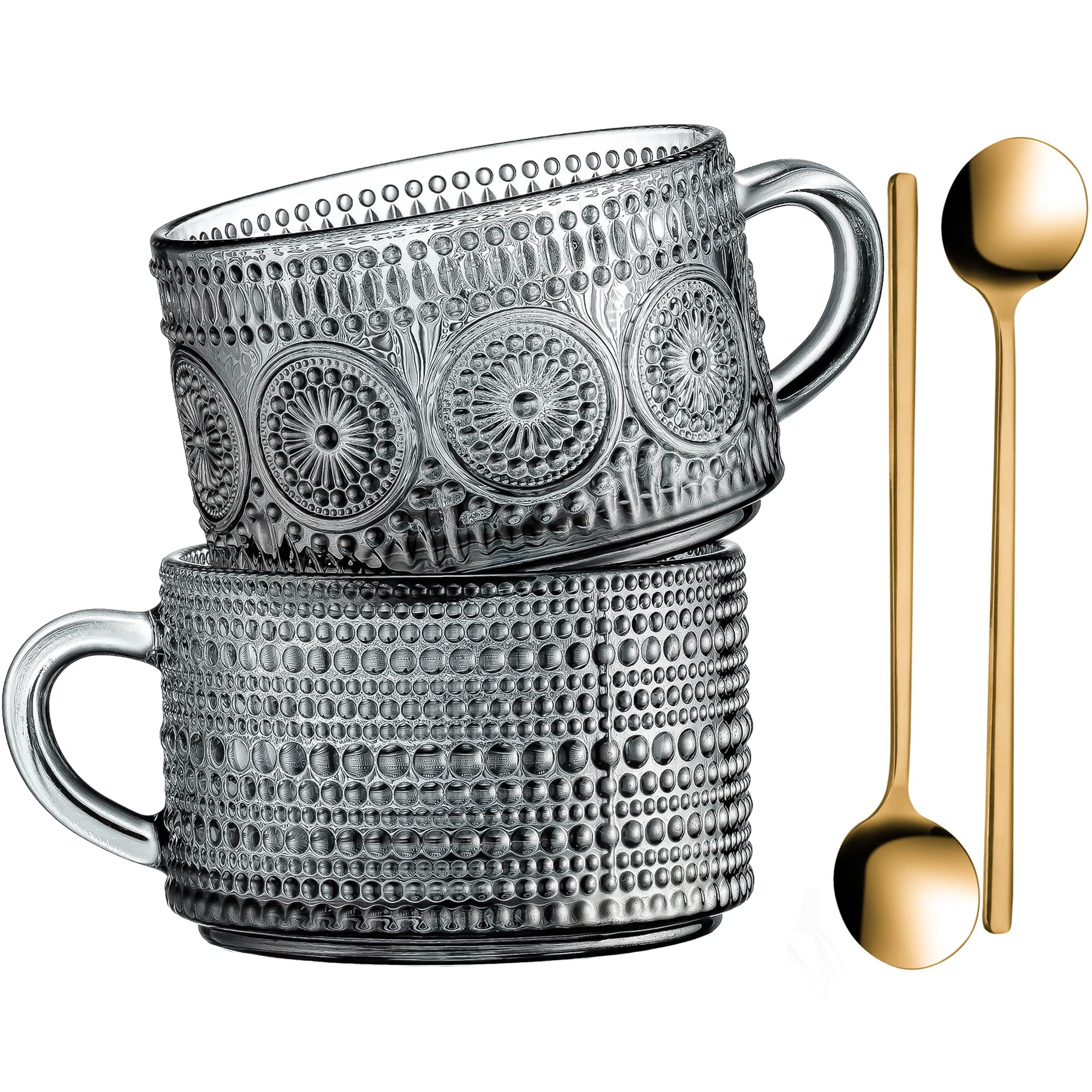 Glass Coffee Mugs Tea Cups - 14 Oz Amber Glass Mug with Lid Set of 4 Ribbed  Vintage Mugs with Straw …See more Glass Coffee Mugs Tea Cups - 14 Oz Amber