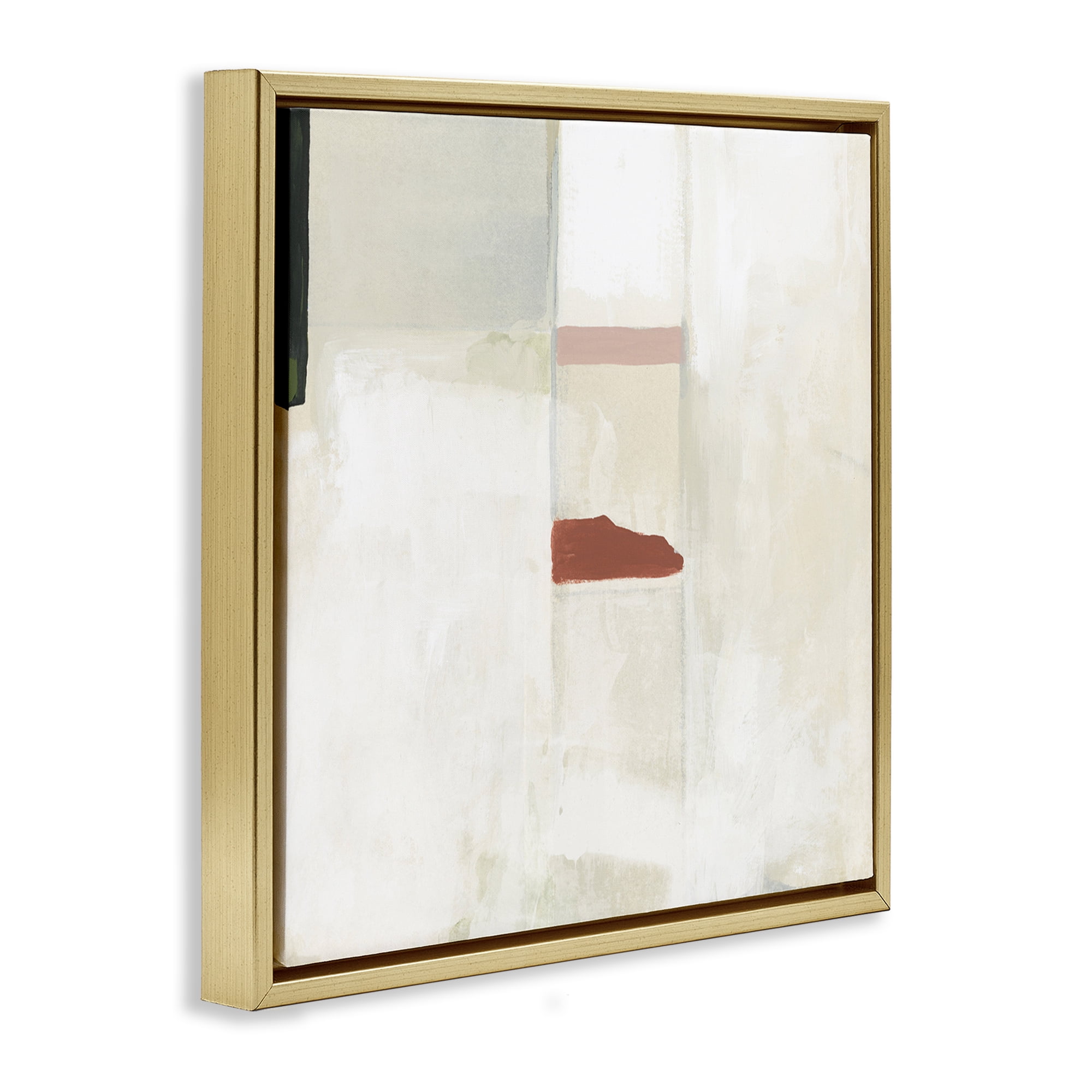 Stupell Industries Abstract with Terracotta Accent Abstract Painting Gold Floater Framed Canvas Art Print Wall Art, 25 x 25