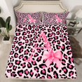 thumbnail image 2 of Manfei Kawaii Initial A Letter Bed Sheets, Pink Leopard Cheetah Print King Sheets, Teens Kids Girls Women Sheet Set, Ultra Soft Bedroom Decor, 4 Pieces, 2 of 7