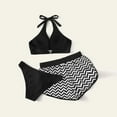 thumbnail image 2 of Bikini sólido con correa para mujer, Bikini con escote en V profundo, conjunto de traje de baño dividido cómodo, traje de baño de tres piezas OAVQHLG3B Store lin121212, 2 of 4