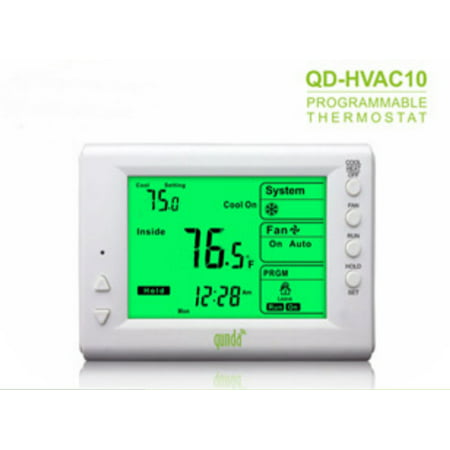 Thermostat Programmable Digital Thermostat, 5+2 Day, Horizontal Mount? Backlit LCD, 1H/1C Dual Powered 6.8 sq. inch Display (Best Dual Fuel Thermostat)