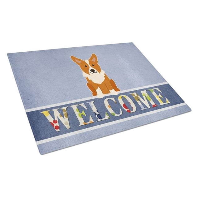 Carolines Treasures BB5681LCB Corgi Welcome Glass Cutting Board - Large