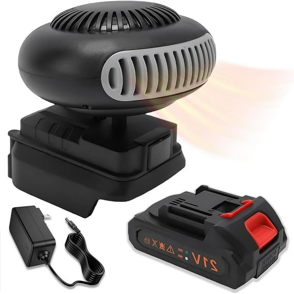 Portable Battery Powered Heater, Quiet & Long-Lasting Compact Space Heater with USB Charging Ports, 2 Adjustable Heat Settings, and Anti-Tilt Safety Protection
