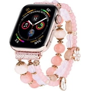 V-MORO Strap Compatible with Apple Watch Bands Series 6 5 4 3 2 1 44mm 42mm 40mm 38mm Women Fashion Handmade Elastic