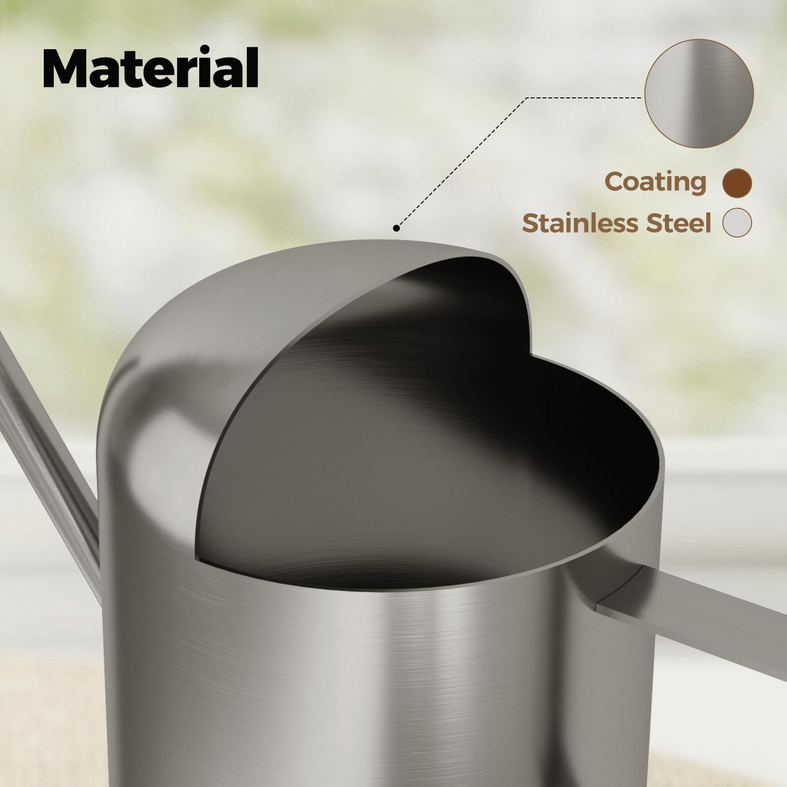 Small Watering Can Indoor Outdoor Plant Metal Stainless Steel Long Spoutt Flowers Watering Cans for House Garden Plants 10OZ Watering Bottle Cute Decorative for Bonsai(Bronze) - SILVER