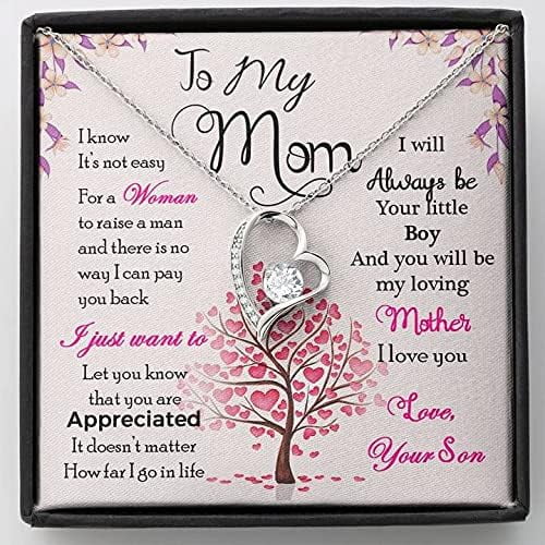To My Mother Necklace Message Card, Forever Love Necklace, Gift Mom From Son, Gifts For Mom, Special Mother's Day, Birthday, Christmas I just want to let you know that you are appreciated