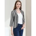 thumbnail image 2 of INSPIRE CHIC Women's Striped 3/4 Sleeves Open Front Blazer, 2 of 6