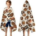 thumbnail image 3 of Beige Footballs and Numbers Pattern Hooded Bath Towel，50"x30" for Ages 3 To 12 Kids, Quick Dry Lightweight Soft Microfiber Hood Beach Towel Cover Up for Kids, 3 of 7