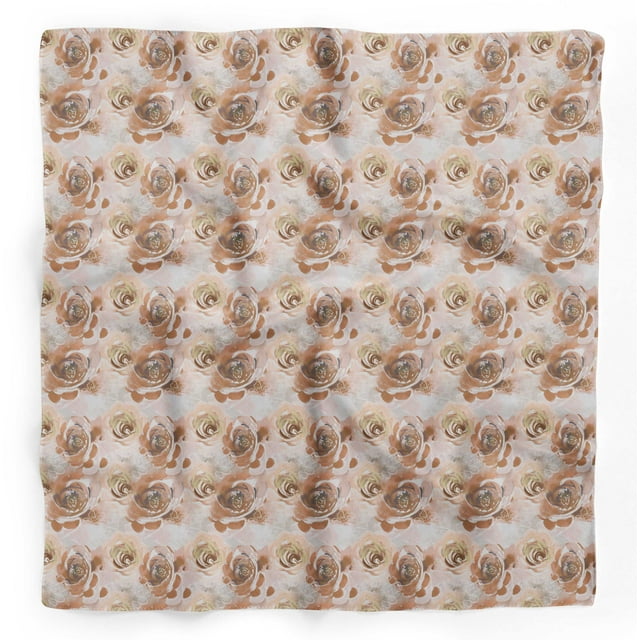 Bimba Bandanas de Tête Imprimés en Pure Soie Brun Austin Rose Floral Foulard Tour de Cou d'Été 40 x 80 Pouces