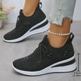 thumbnail image 5 of Willtoo Rhinestone Sneakers for Women 2025,Women's Rhinestone Mesh Slip-On Walking Shoes Fashion Breathable Spakle Glitter Sneaker Orthopedic Wedge Lightweight Shoes Sparkly Bling Loafer Black, 5 of 6