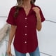 thumbnail image 1 of TaTaai Women's Casual V-Neck Top Short Sleeve Button Front Solid Color Blouse Soft Lightweight Comfy Spring Summer Daily Beach Wear Gift, 1 of 7