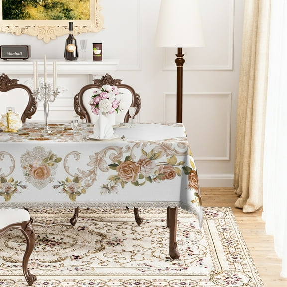 Mizhona Boho Bohemia Tablecloth Rectangle,Farmhouse Flower Table Cloth for Kitchen Dinner Decor,60"x84"
