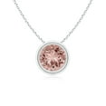 thumbnail image 1 of Angara Collier en Morganite Naturel - Pendentif Solitaire Rond en Morganite avec Lunette en Platine pour Femmes, 1 of 8