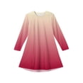 thumbnail image 5 of Drmagiyhm Long Sleeve Dresses for Girls 2025 Size 10-12 Crew Neck Twirly Dresses Cute Gradient A-Line Dress Boho Chiffon Midi Dress Deep Red 9-10 Years, 5 of 5