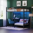 thumbnail image 2 of Zimtown Twin Over Twin Metal Bunk Bed Frame with Desk and Storage Drawers, Space Saving Loft Bed Frame for Bedroom, Black, 2 of 9