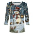 thumbnail image 5 of HOMBOM 3/4 Sleeve Plus Size Tops for Women Casual Outfits Christmas Xmas Snowflakes Females Blouse Crewneck, 5 of 5
