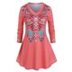 thumbnail image 1 of Talla grande en V cuello geométrico impreso de tee Rosegal Mangas largas de talla grande, 1 of 5