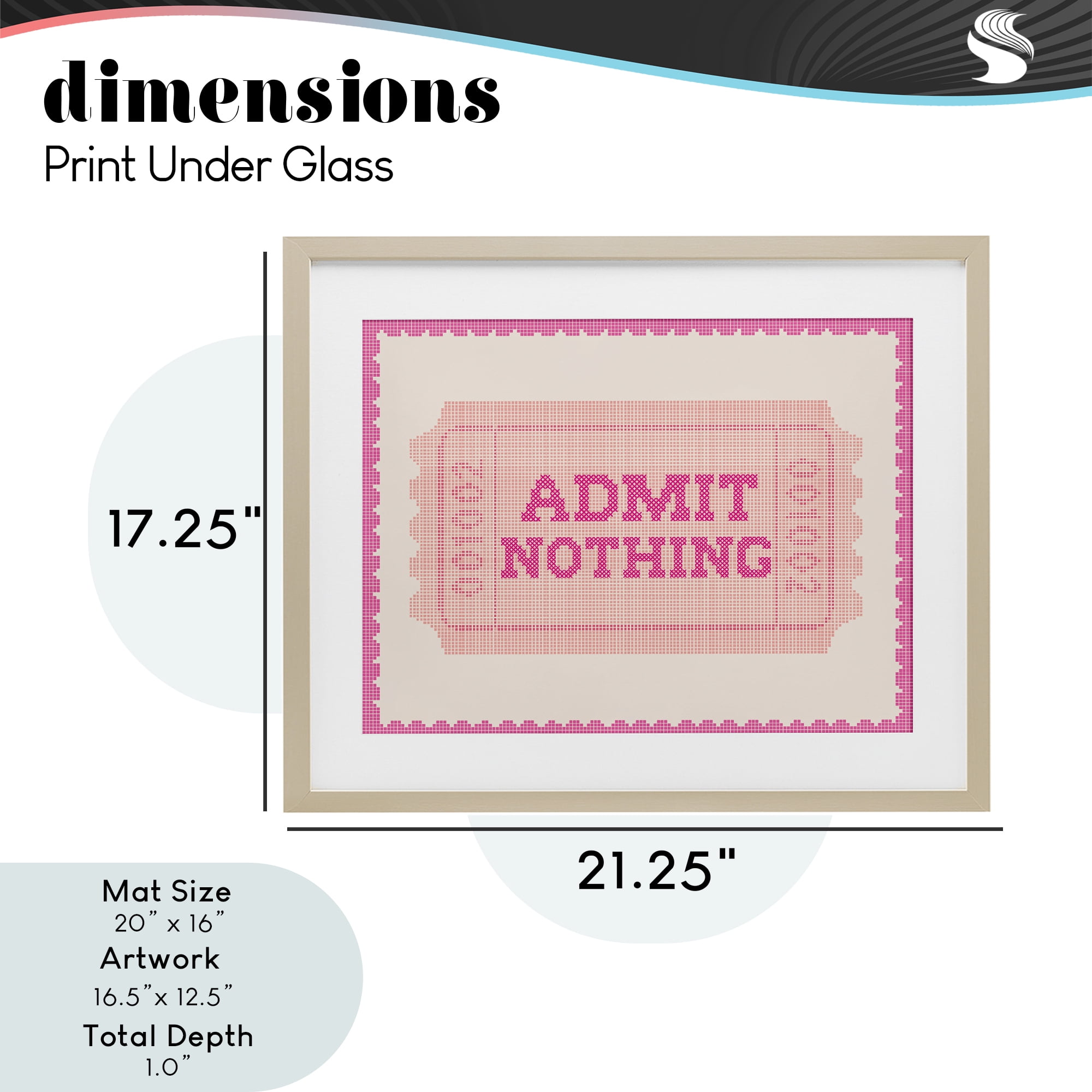 Stupell Industries Admit Nothing Retro Pink Ticket Birch Framed Print Under Glass, design by Lil' Rue
