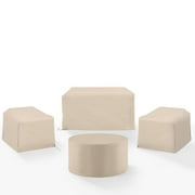Crosley Furniture Covers 4-Piece Vinyl Outdoor Sofa Cover Set in Tan