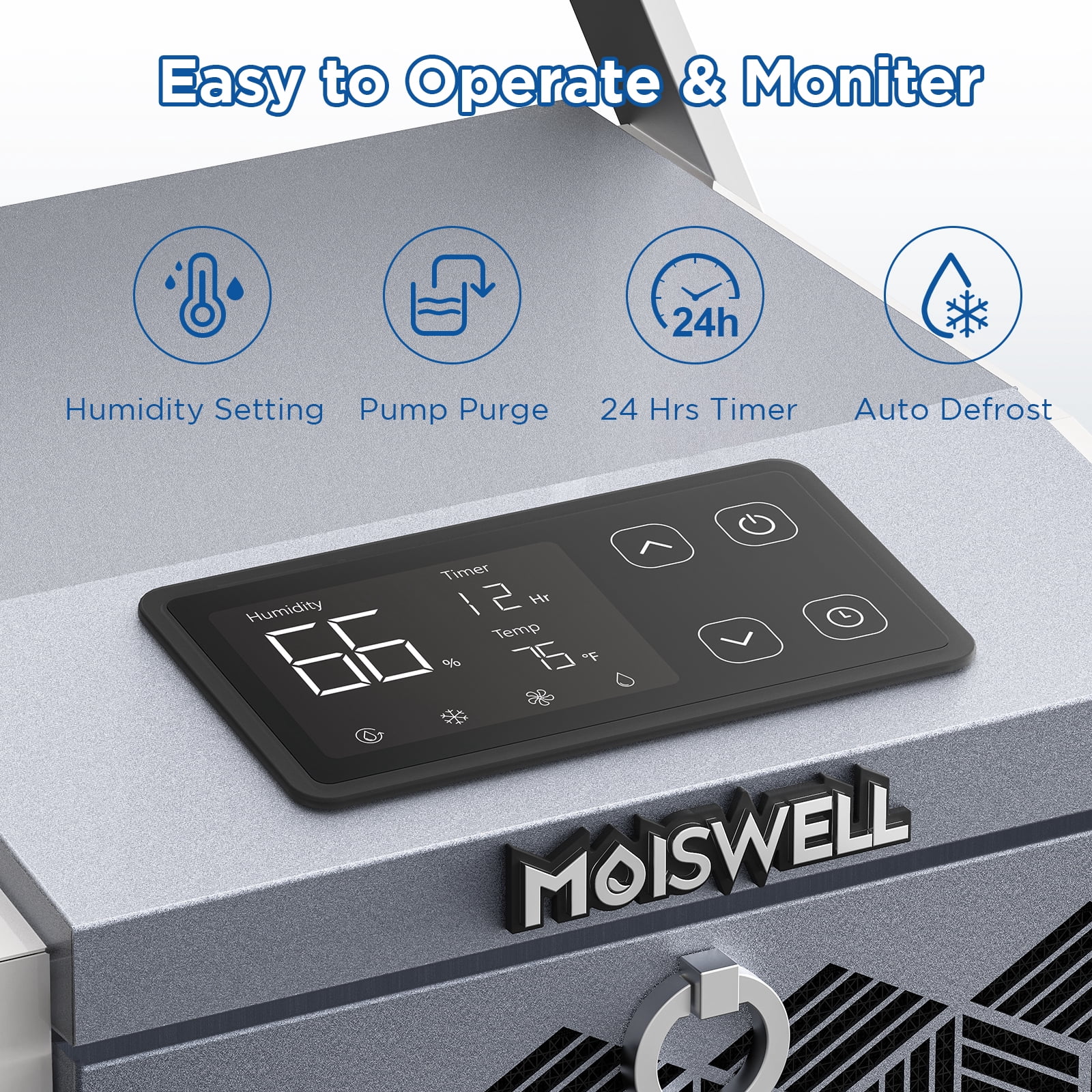 Moiswell 160 Pints Commercial Dehumidifier with Pump Heavy-Duty Moisture Control for Basement Warehouse, Industry Water Damage Unit, Auto Defrost