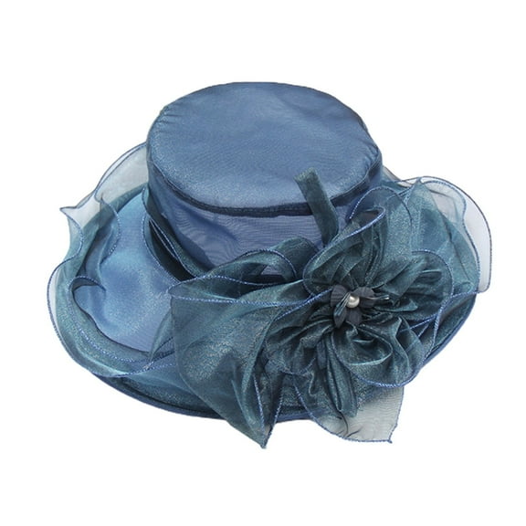MESSUEN Top Hat Tea Party Hats for Women Church Hats for Women Church Fascinator Hats for Women Flower Wedding Tea Hat Wide Brim Sun Hat Wide Brim Hats for Women's Sun Hats Navy One Size