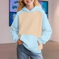 thumbnail image 3 of Mercatoo 𝗖olorblock Hoodie Sweatshirts for Teen Girls Cute Oversized 𝐏reppy Pullover Tops Long Sleeve Sweatshirt with Pocket, 3 of 5