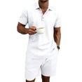 thumbnail image 2 of Men 2 Piece Outfits Casual Top and Pants Sets White L, 2 of 8