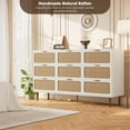 thumbnail image 3 of Rattan 9 Drawer Dressers for Bedroom, Wide Rattan Dressers Tall Dresser with Deep Drawers, Large Chest of Drawers for Closet with Wide Top, Dresser TV Stand, Boho Closet Organizer for Living Room, 3 of 8