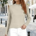 thumbnail image 2 of Lkhaha Summer Tops for Women Long Sleeved Turtleneck Casual Elastic Fashion Clothes 2026 Beige M, 2 of 5