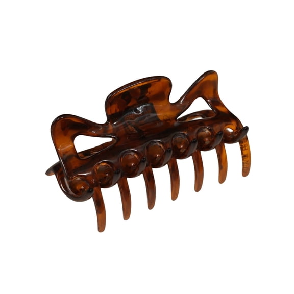 Parcelona French Classic 3" Medium Celluloid Covered Spring Hair Claw Clip (TortoiseShellBrown)