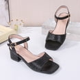 thumbnail image 2 of Zshosam Heels for Kids Girls Sandals Low Heels Dress Shoes Open Toe Flower Girl Party for Little and Big Kid Dress Sandals Size 2.5,(Black Little Kids 2.5), 2 of 7
