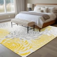 thumbnail image 5 of Yellow Grey Chrysanthemum Area Rugs 5x8 for Living Room, Farmhouse Botanical Floral Modern Non Slip Washable Rug Runner, Low Pile Indoor Floor Carpet Mat Bathroom Rugs for Bedroom, Kids Room, 5 of 9