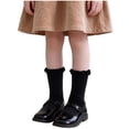 thumbnail image 3 of Huiway 3 Pairs Toddler Girls Ruffle Socks Kids Cute Frilly Solid Color Long Socks Soft Knit Mid Tube Socks, 3 of 9