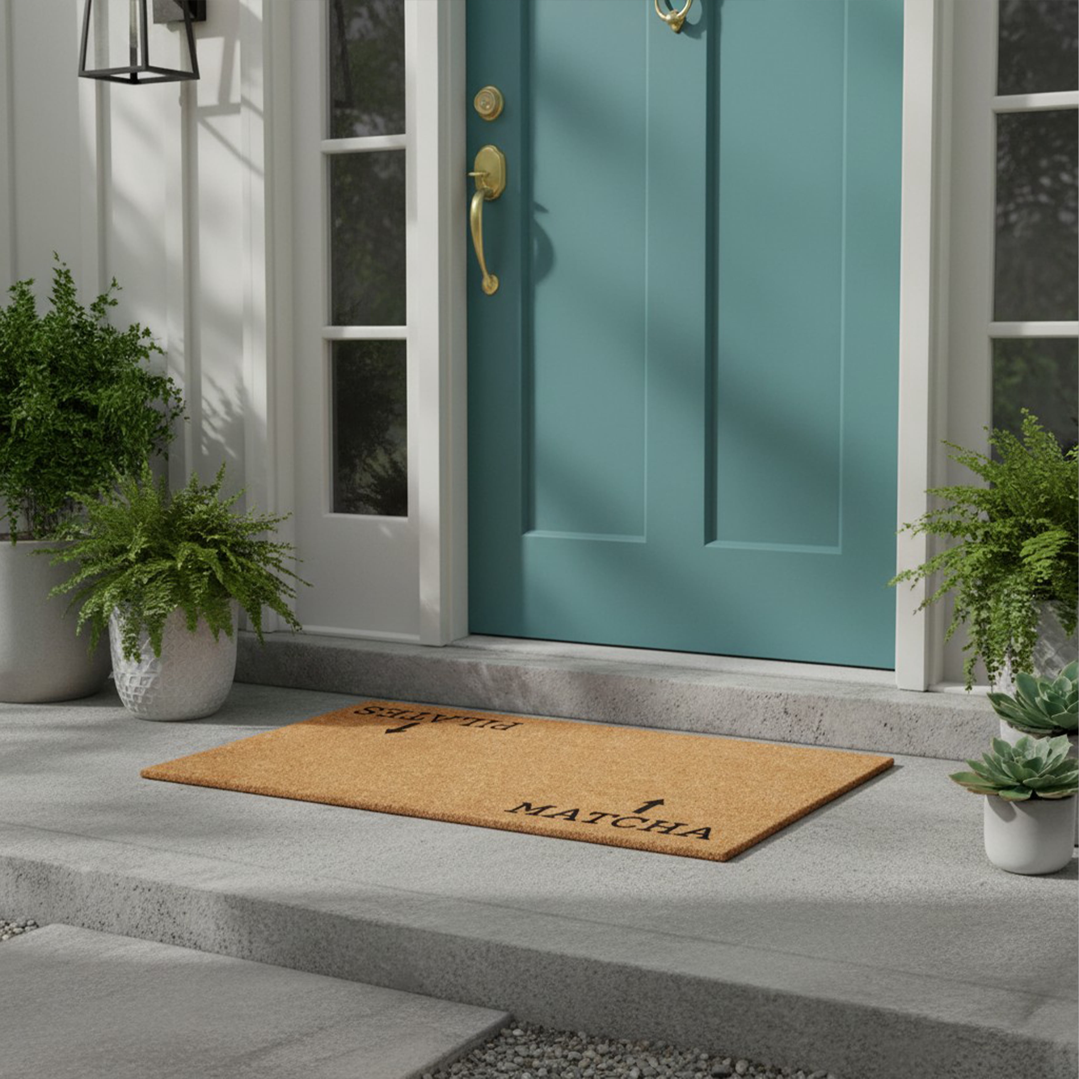 Reversible Matcha and Pilates Non Slip Vinyl Backing, Front Door Mat, 24"x36"