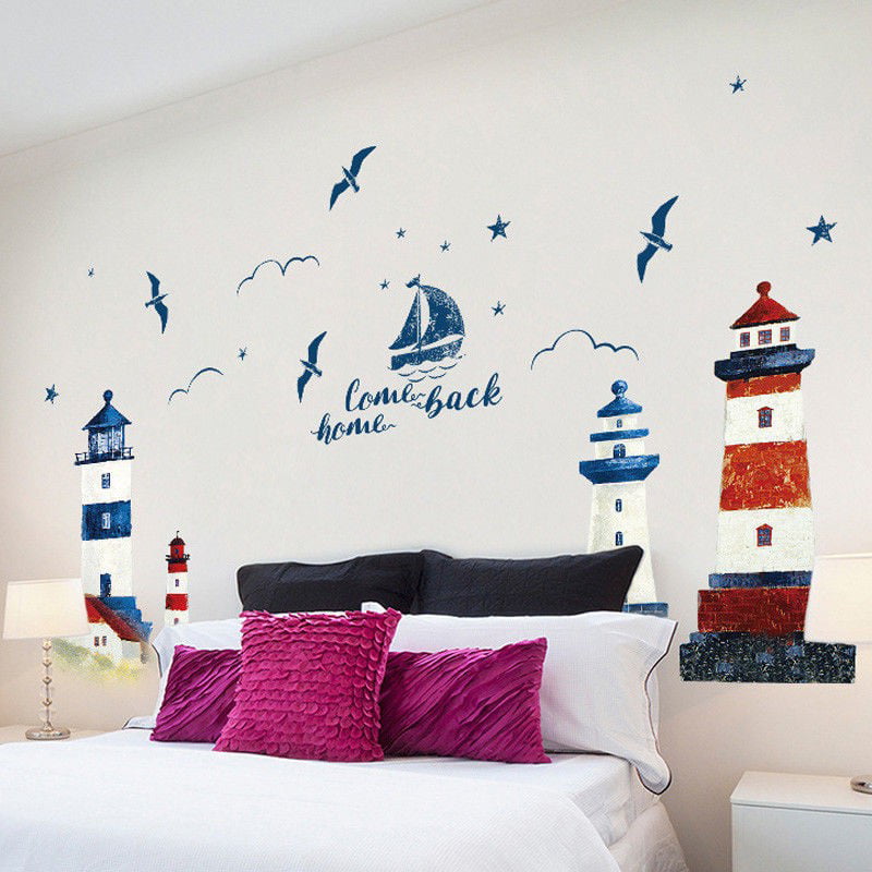Details about   Lighthouse Wall Sticker Vinyl Decor Sea Ocean Nautical Window Mural Art Decals 