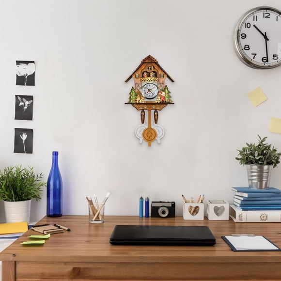 Cuckoo Wall Clock | Retro Wooden Chime Alarm Clock | Handcrafted Carved Design | Battery Operated | Precise Quartz Movement | Living Room Decorative Vintage Wall Timepiece