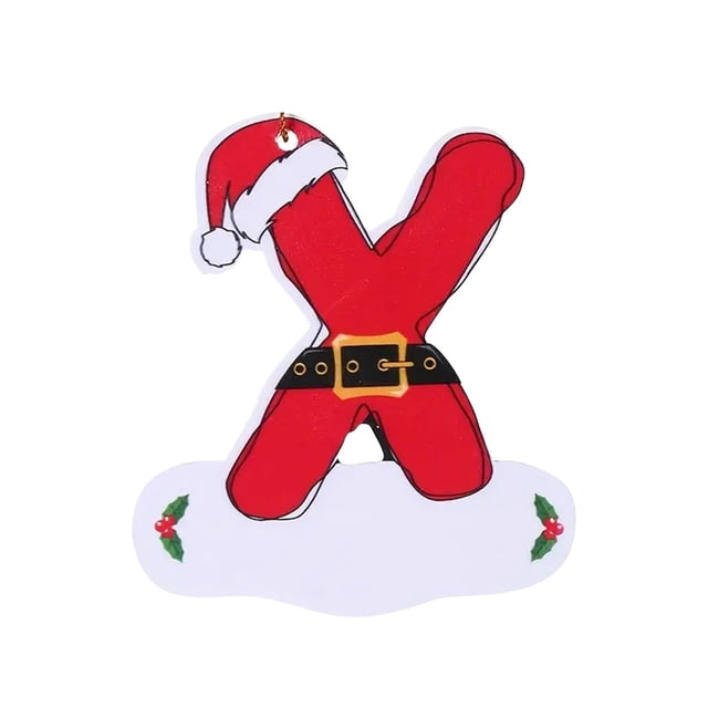 Xihbxyly Adornos Navideños con Letras, Colgante de Madera con 26 Letras Del Alfabeto, Adornos Rojos para Árbol de Navidad, Decoración Festiva para El Hogar o La Oficina, Regalo Personalizado para Las