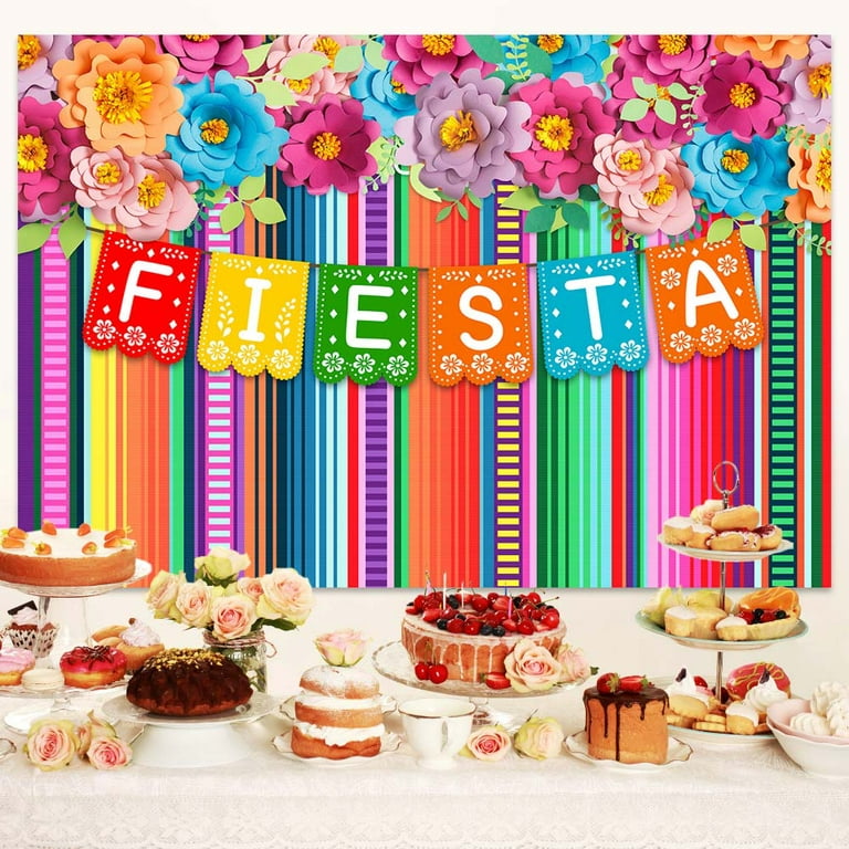 Mexican Fiesta Photograph Backdrop Flowers Fiesta Background Cinco De Mayo  Paper Flowers Background Mexican Theme Party Decoration Photo Booth Props  5X3FT 