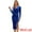 Royal Blue, variant on DARING DIVA Long Sleeves V Neck Wrap Ruched Split Cocktail Evening Dress
 M Dark Purple