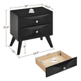 thumbnail image 3 of Yaheetech Modern Vintage Nightstand with 2 Drawer, Black, 3 of 9