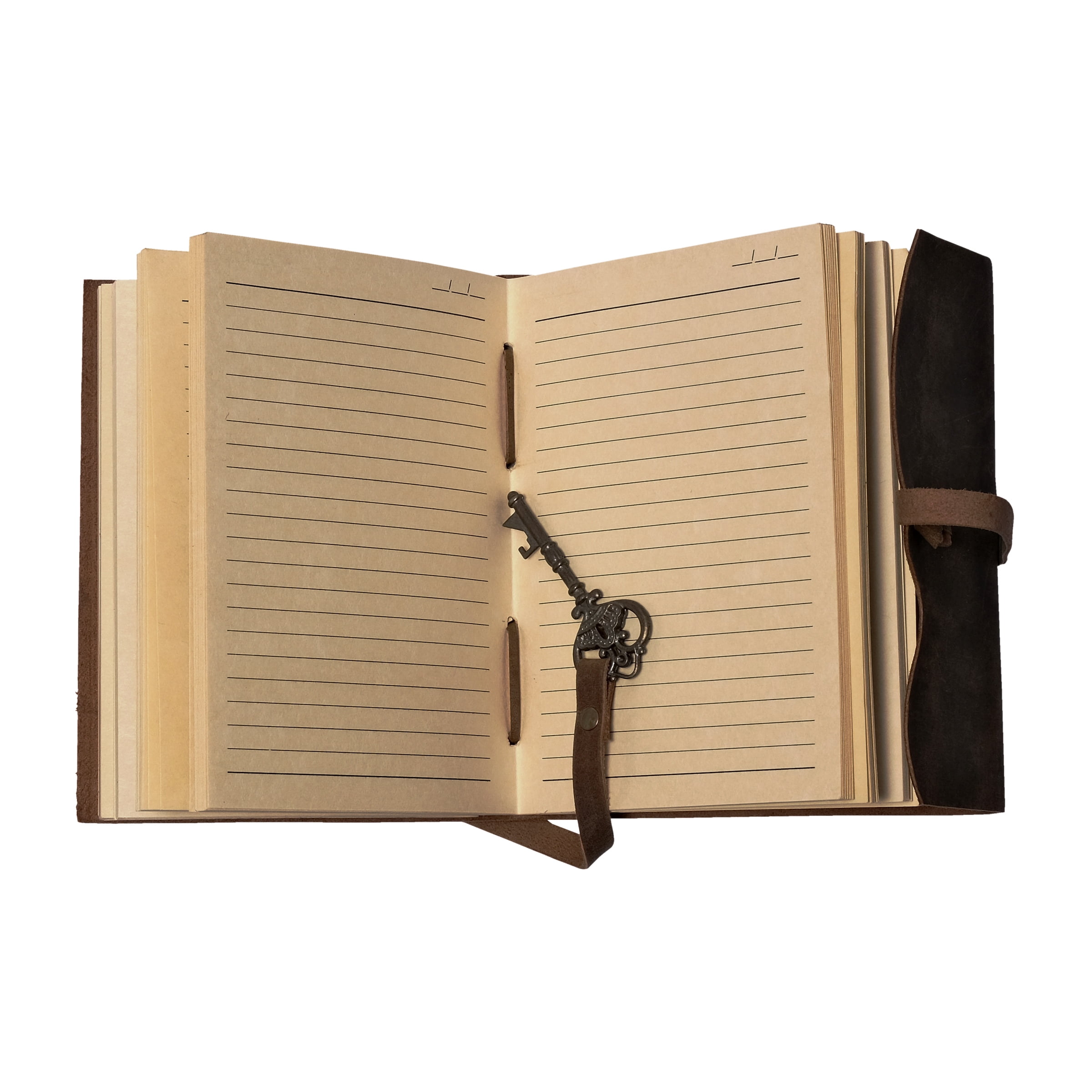 Leather Journal Writing Notebook - Genuine Leather Bound Daily Notepad for Men & Women Lined Paper 240 Kraft Pages, Handmade, Rustic Brown