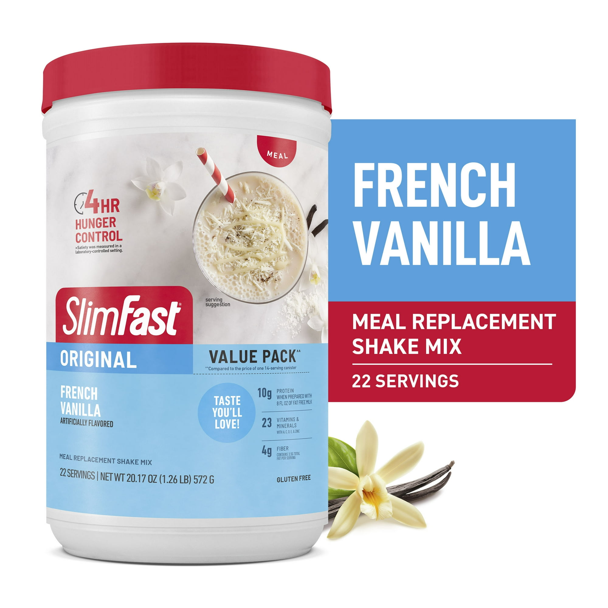 SlimFast Original French Vanilla Meal Replacement Shake Mix, 10g Protein, 22 Servings