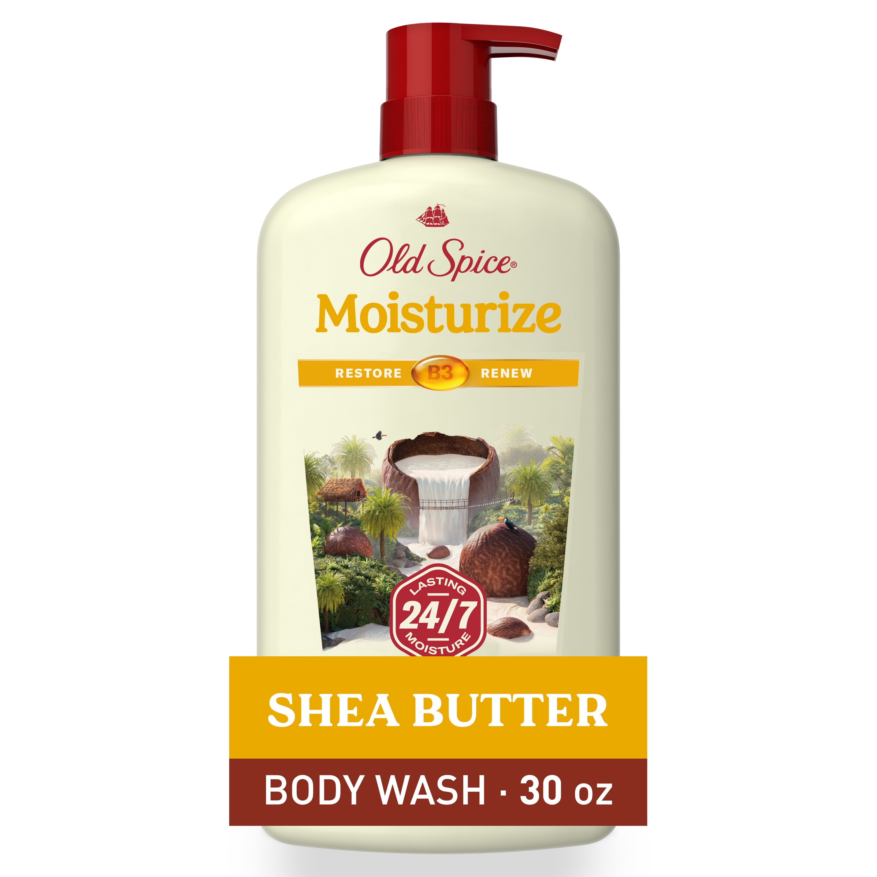 (2 pack) Old Spice Men's Body Wash Moisturize with Shea Butter, All Skin Types, 30 fl oz