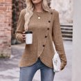 thumbnail image 5 of BLTIBY Long Sleeve Shirts for Women Knit Round Neck Button Dressy Solid Color Sweater Blouse Autumn Lightweight Casual Tunic Tops Khaki S, 5 of 7